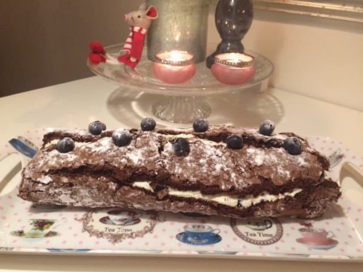Foto van een glutenvrije chocolade boomstam