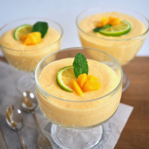 Makkelijk glutenvrij nagerecht, mango mousse